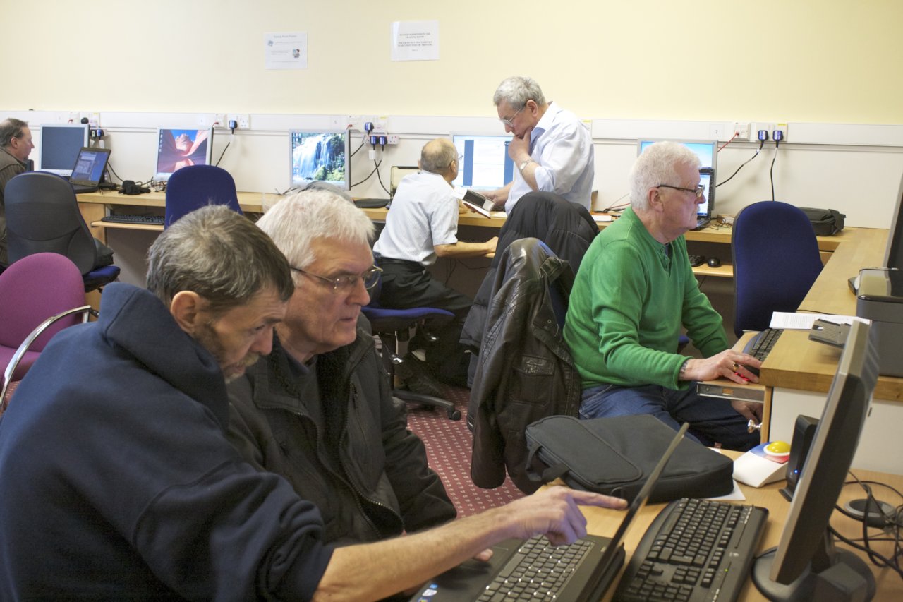 A group of people on computers at Horden Community and Youth Centre
