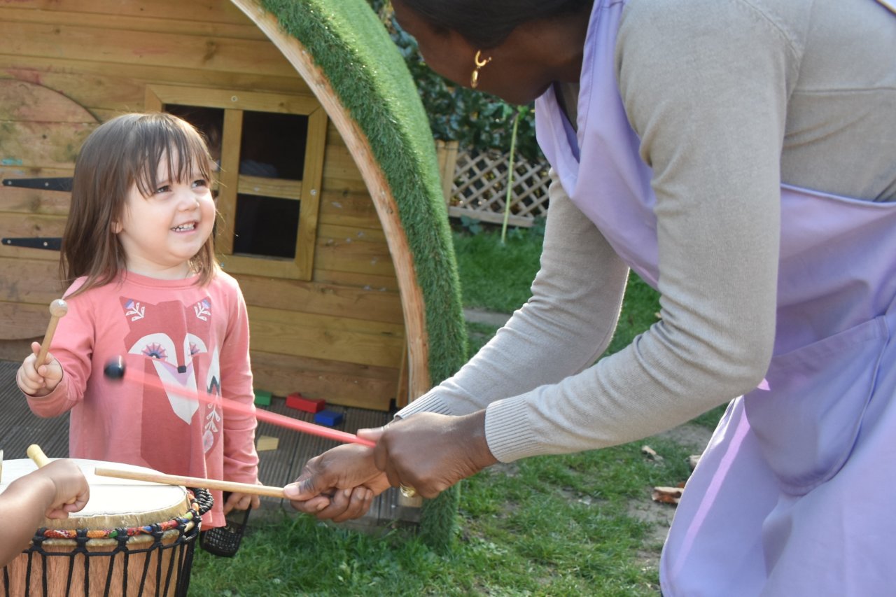 A child playing the drums