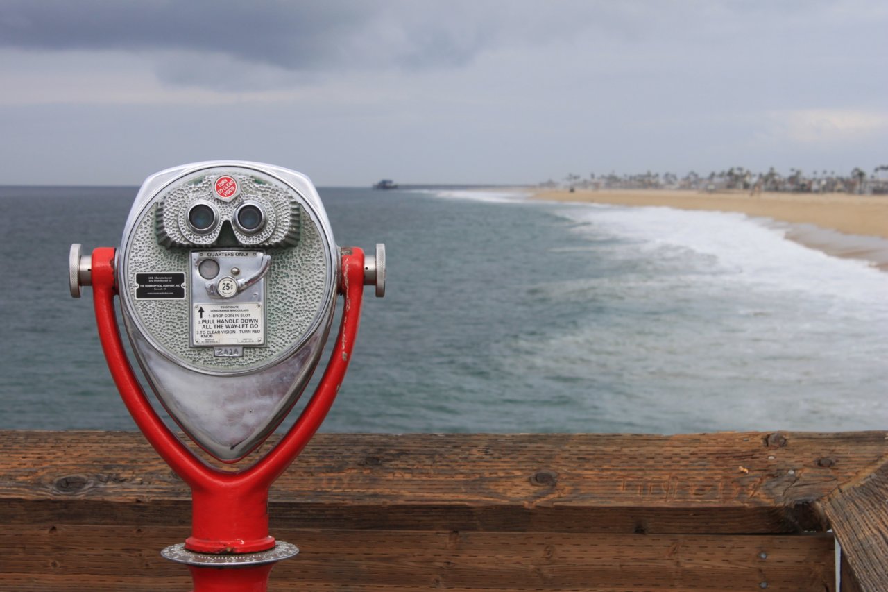 A telescope by the ocean