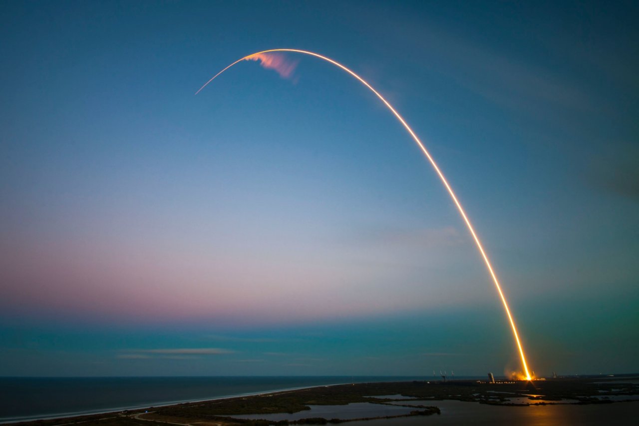 A rocket shooting into the air