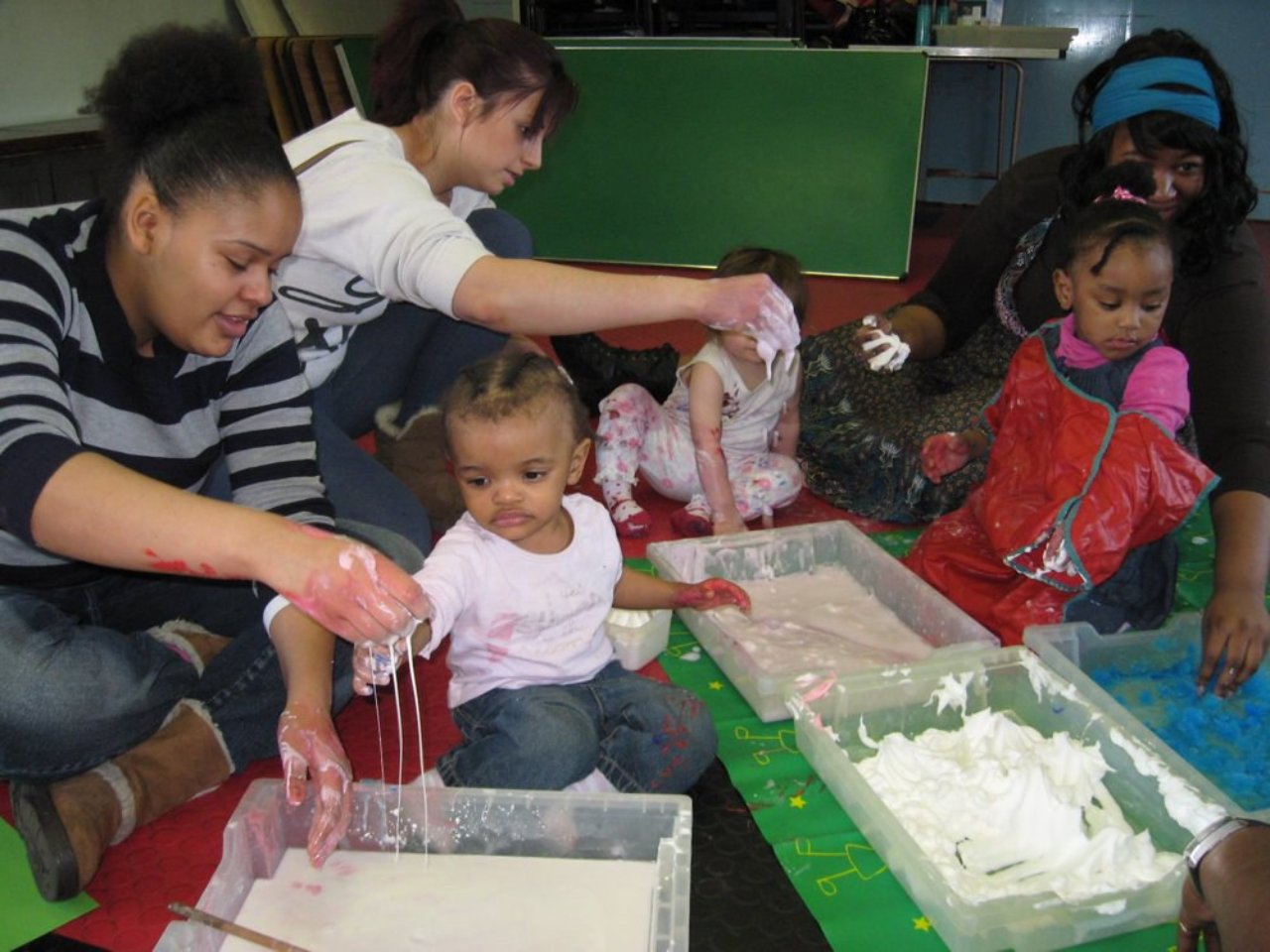 Mothers and toddlers doing art activities