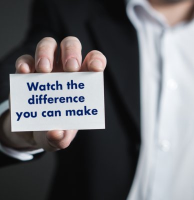 'Watch the difference you can make' written on a card