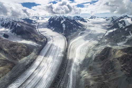 Two roads going around a mountain