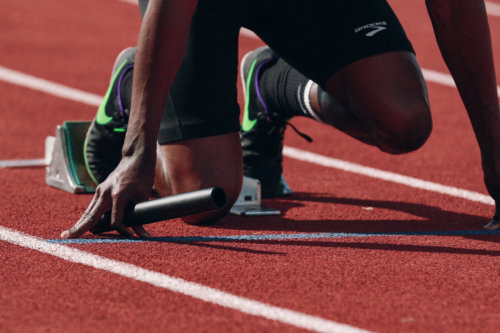 A person getting read for a race